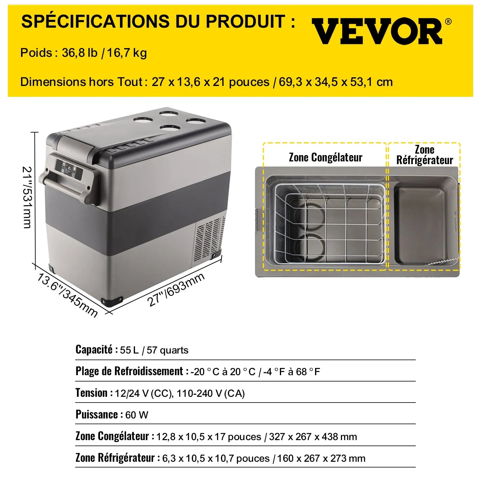 Mini Refrigerador Portátil para Coche 55 L
